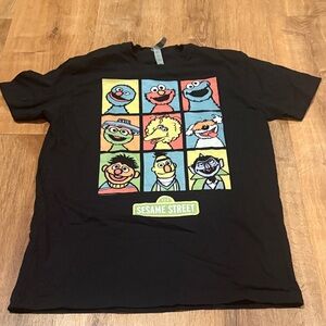 Sesame Street Black T-Shirt featuring Classic Characters